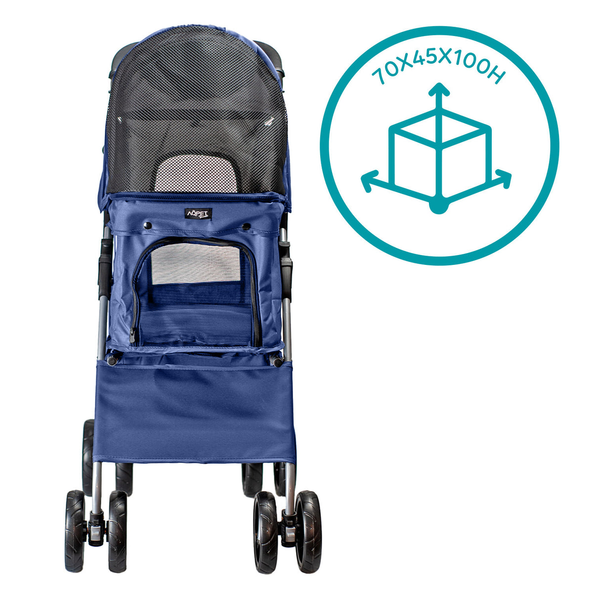 AQPET FRIENDS Poussette confortable et pratique pour chiens de taille moyenne / petite, pour chiens et chats, voyage en toute sécurité