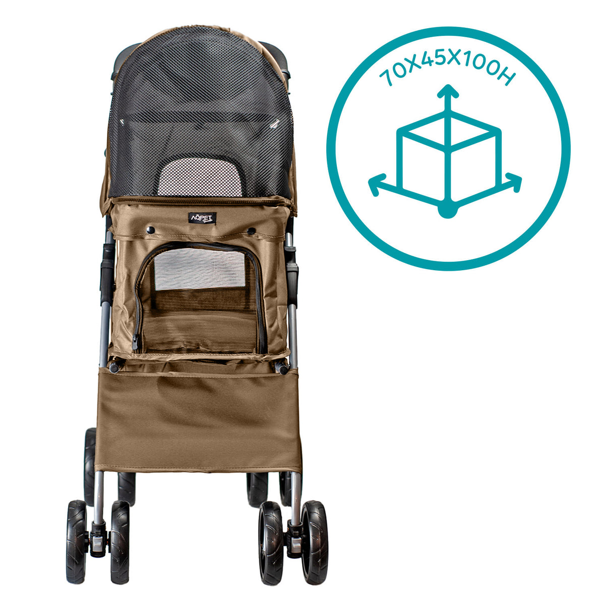 AQPET FRIENDS Poussette confortable et pratique pour chiens de taille moyenne / petite, pour chiens et chats, voyage en toute sécurité