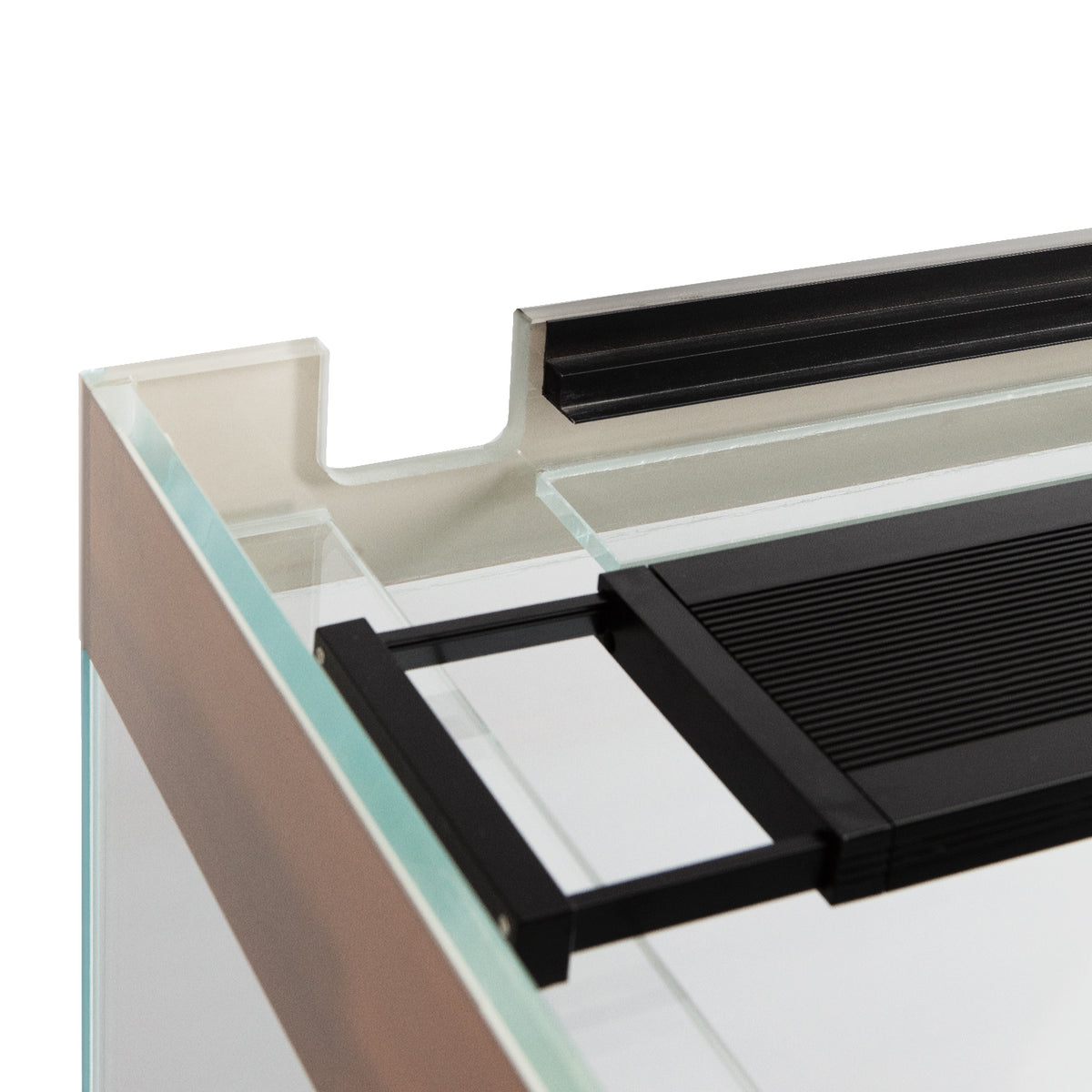 AQPET AQUARIUM RIVERIUM PLUS 90X50X55 H - 10 MM EXT. - AVEC ÉCLAIRAGE LED, FILTRE EXTERNE ET SUPPORT NOIR