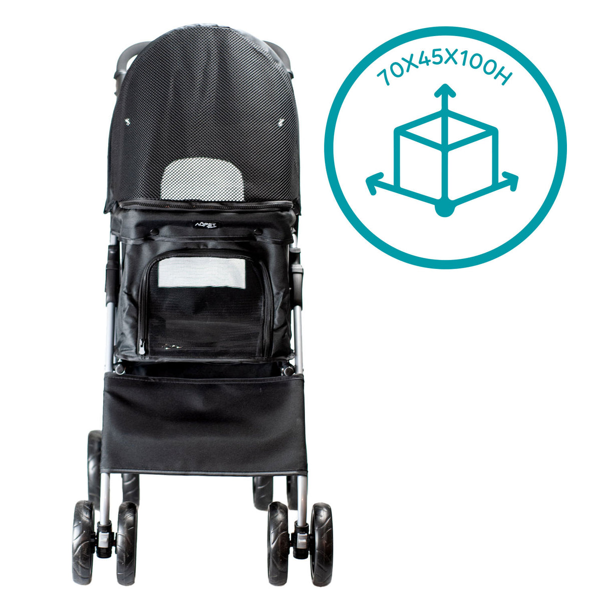 AQPET FRIENDS Poussette confortable et pratique pour chiens de taille moyenne / petite, pour chiens et chats, voyage en toute sécurité