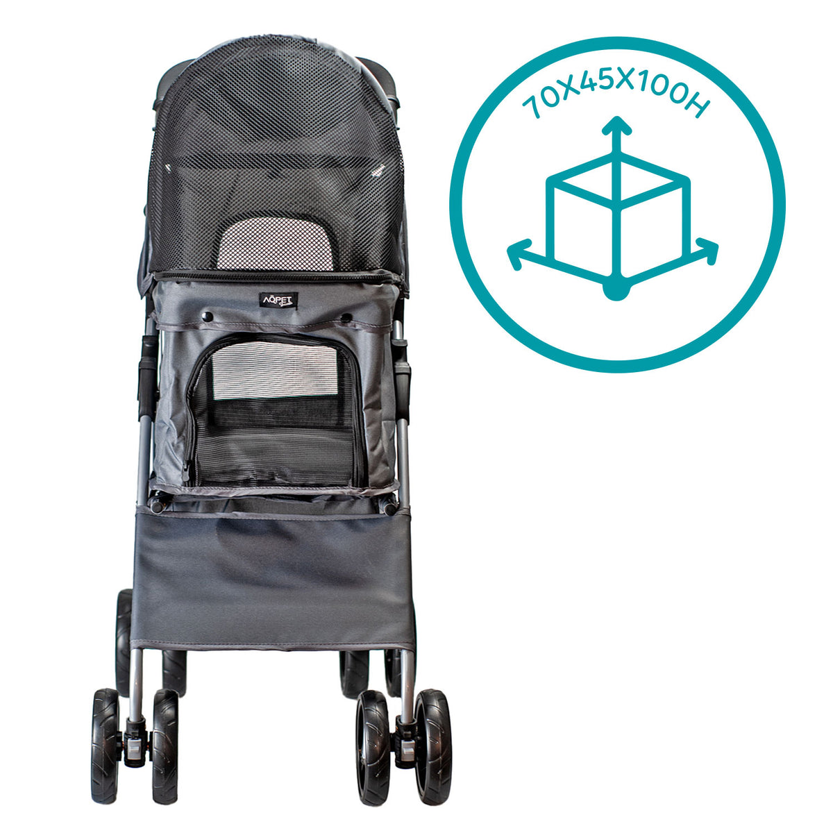 AQPET FRIENDS Poussette confortable et pratique pour chiens de taille moyenne / petite, pour chiens et chats, voyage en toute sécurité