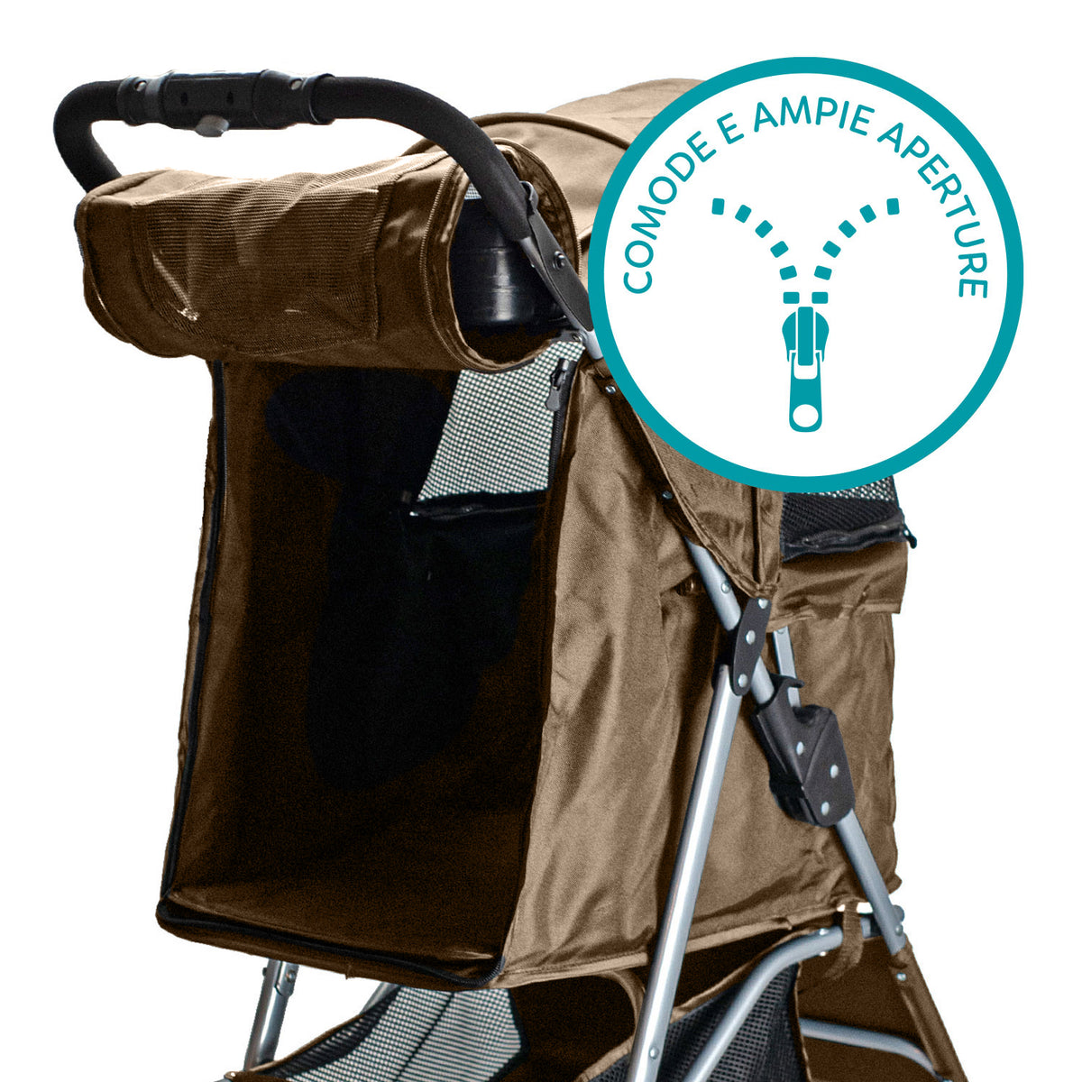 AQPET FRIENDS Poussette confortable et pratique pour chiens de taille moyenne / petite, pour chiens et chats, voyage en toute sécurité