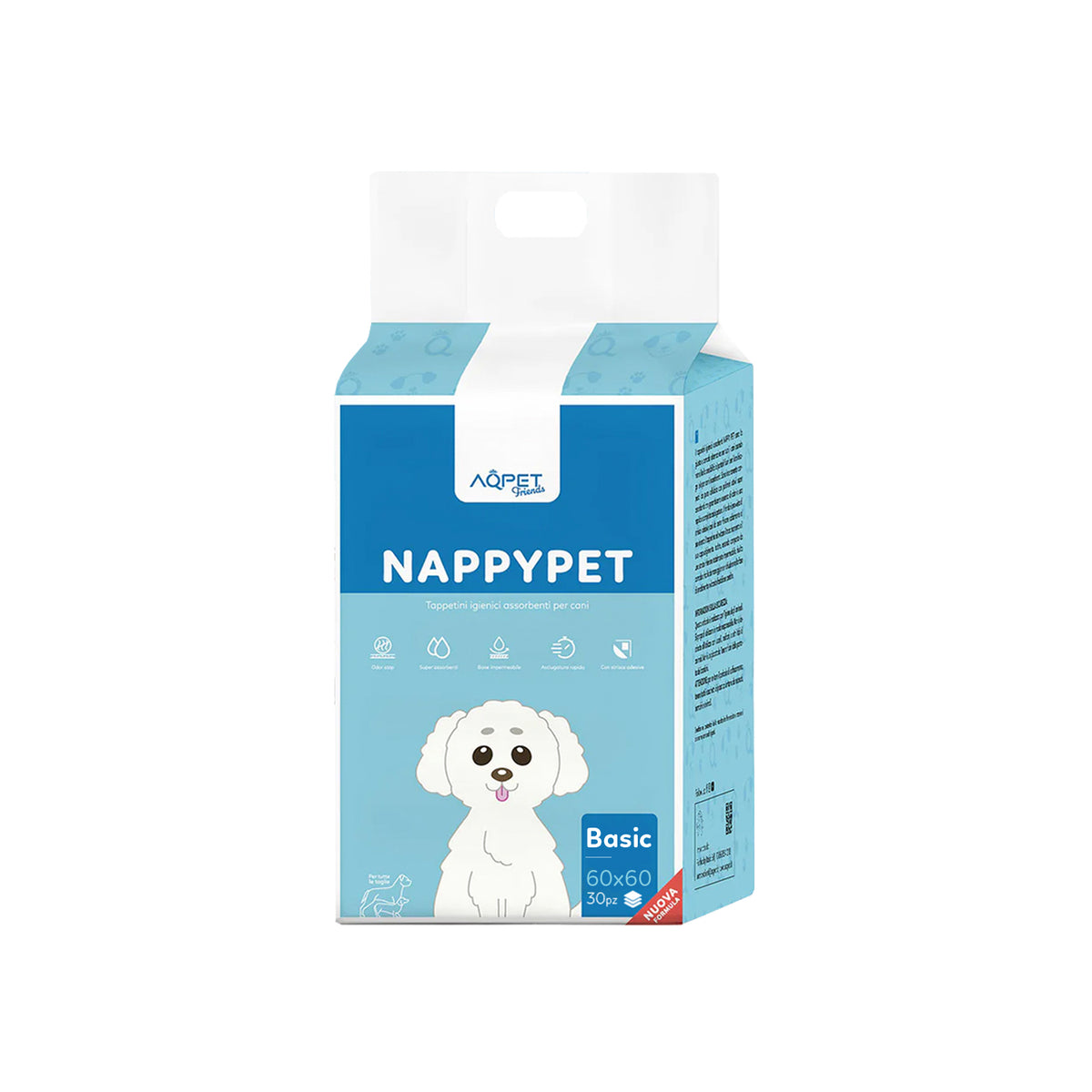 AQPET FRIENDS Tapis hygiéniques Basic, taille 30 pièces, pour chiens, ultra-absorbants, anti-odeurs, imperméables, pour l’apprentissage des chiots, l’hygiène à la maison et l’hygiène quotidienne