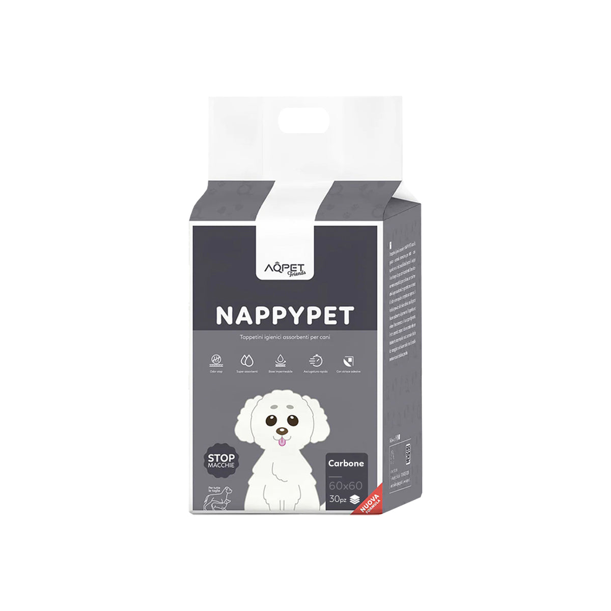 AQPET FRIENDS Tapis hygiéniques au charbon, taille 30 pièces, pour chiens, ultra-absorbants, anti-odeurs, imperméables, pour l’apprentissage des chiots, l’hygiène à la maison, au charbon actif et l’hygiène quotidienne