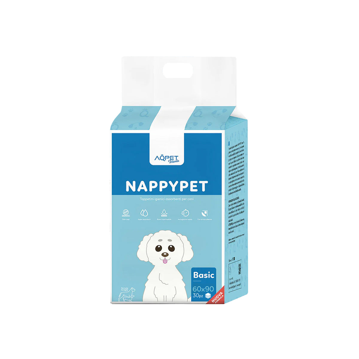 AQPET FRIENDS Tapis hygiéniques Basic, taille 30 pièces, pour chiens, ultra-absorbants, anti-odeurs, imperméables, pour l’apprentissage des chiots, l’hygiène à la maison et l’hygiène quotidienne
