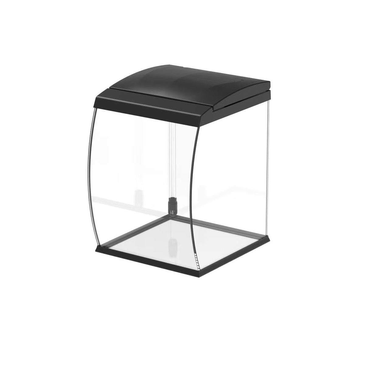 AQPET CURVE AQUARIUM PANORAMIQUE EN VERRE À POSER SUR UN BUREAU - AVEC FILTRE ET CHAUFFAGE - NOIR
