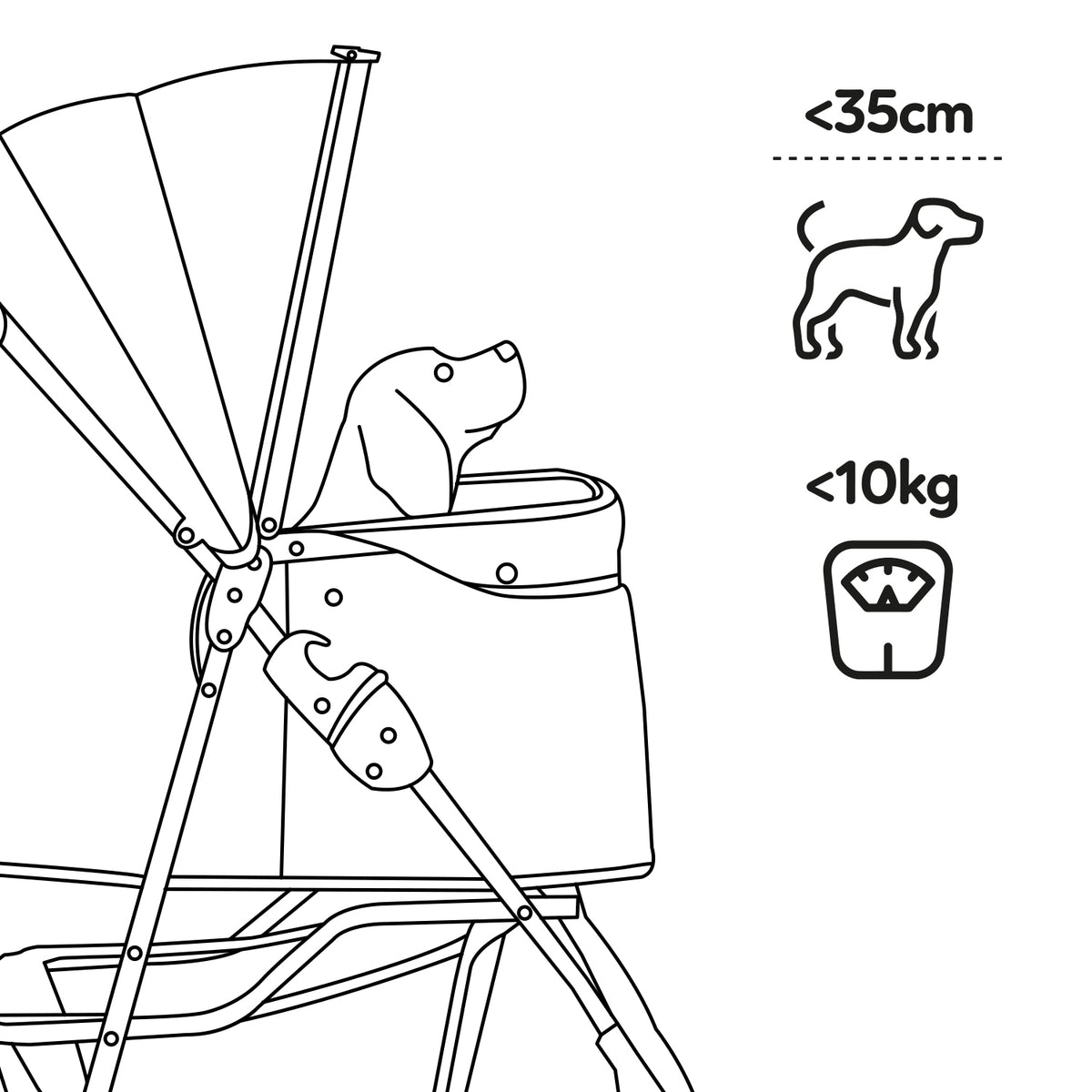 AQPET FRIENDS Poussette confortable et pratique pour chiens de taille moyenne / petite, pour chiens et chats, voyage en toute sécurité