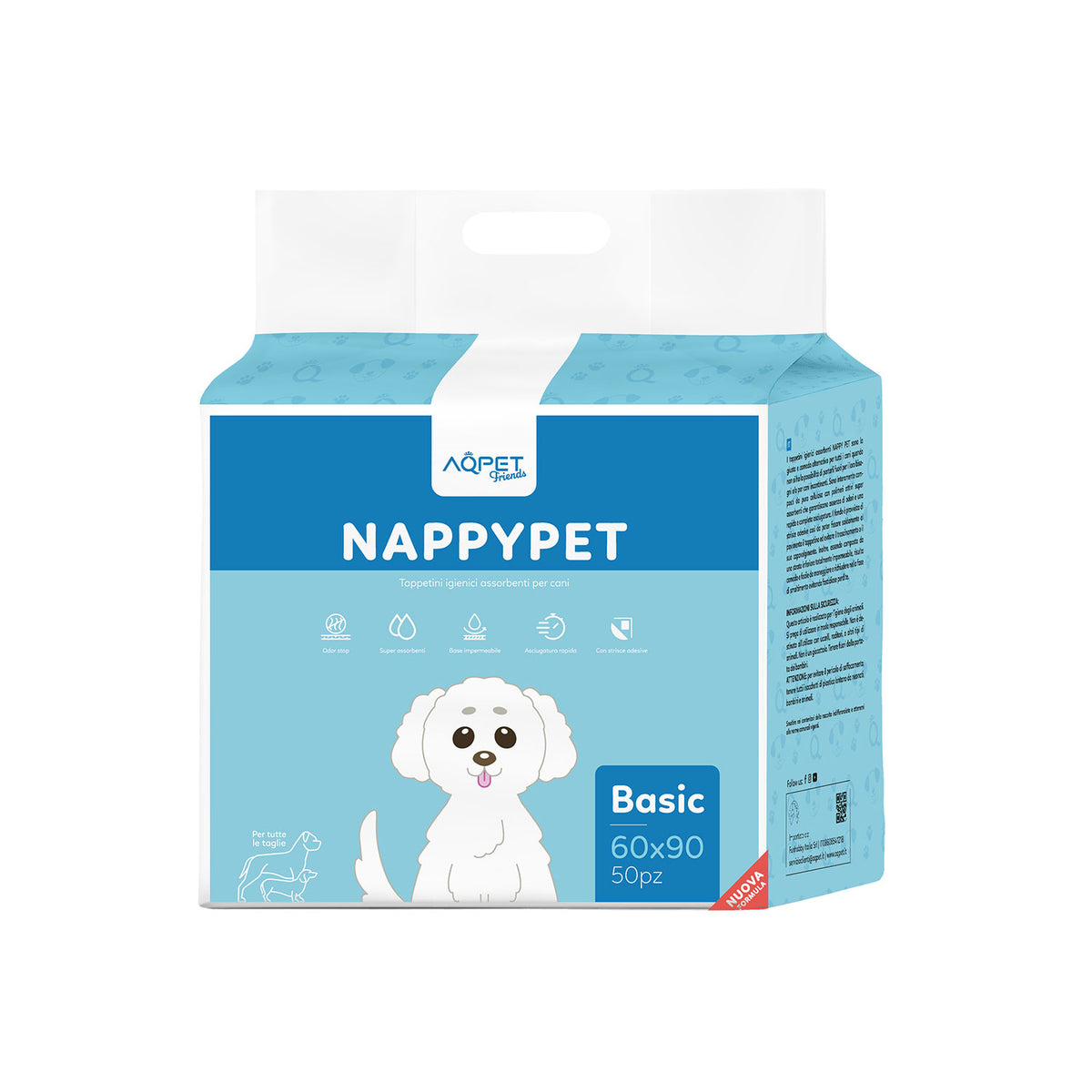 AQPET FRIENDS Tapis hygiéniques Basic, taille 50 pièces, pour chiens, ultra-absorbants, anti-odeurs, imperméables, pour l’apprentissage des chiots et l’hygiène quotidienne à la maison