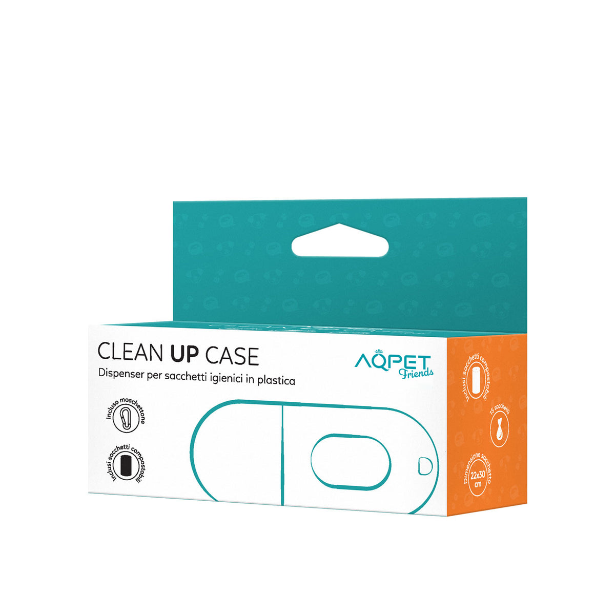 AQPET FRIENDS CleanUp Case distributeur de sachets hygiéniques en plastique avec mousqueton, sachets inclus