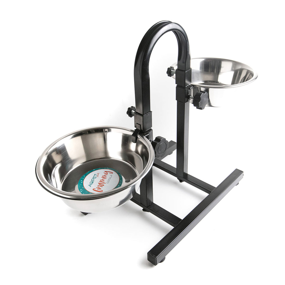 AQPET FRIENDS Gnammy Support U avec 2 écuelles surélevées en acier inoxydable, hauteur réglable, pour chiens, chats et petits animaux, 2x2500 ml, 25 cm