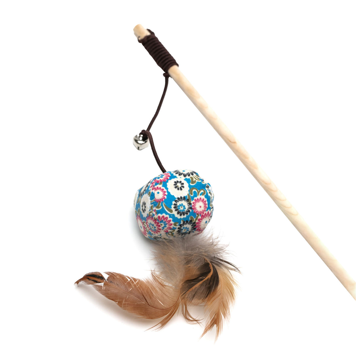 AQPET FRIENDS Cat Toy baguette avec animaux en tissu et plumes – 40 cm, jouet pour chats