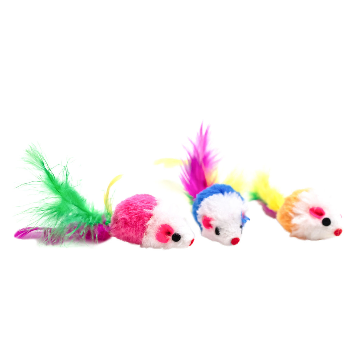AQPET FRIENDS Jouet pour chat Souris colorée avec plumes et grelot - 8 cm Jeu pour chats