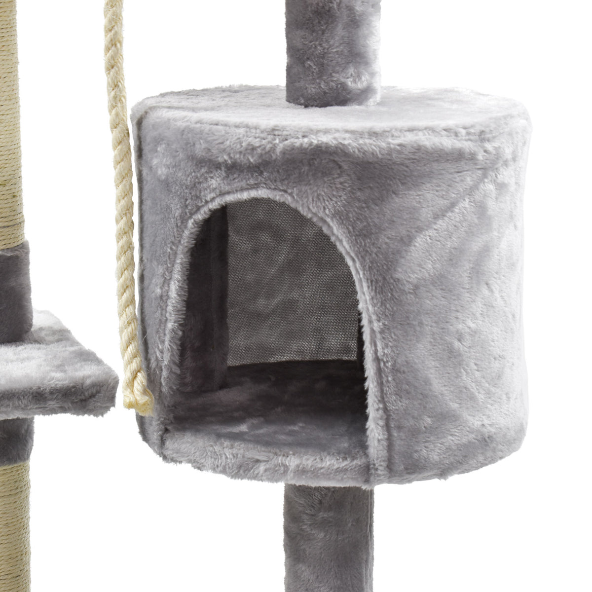 AQPET FRIENDS arbre à chat Amsterdam 112 cm avec niche, aire de jeux et griffoir pour chats, couleur grise