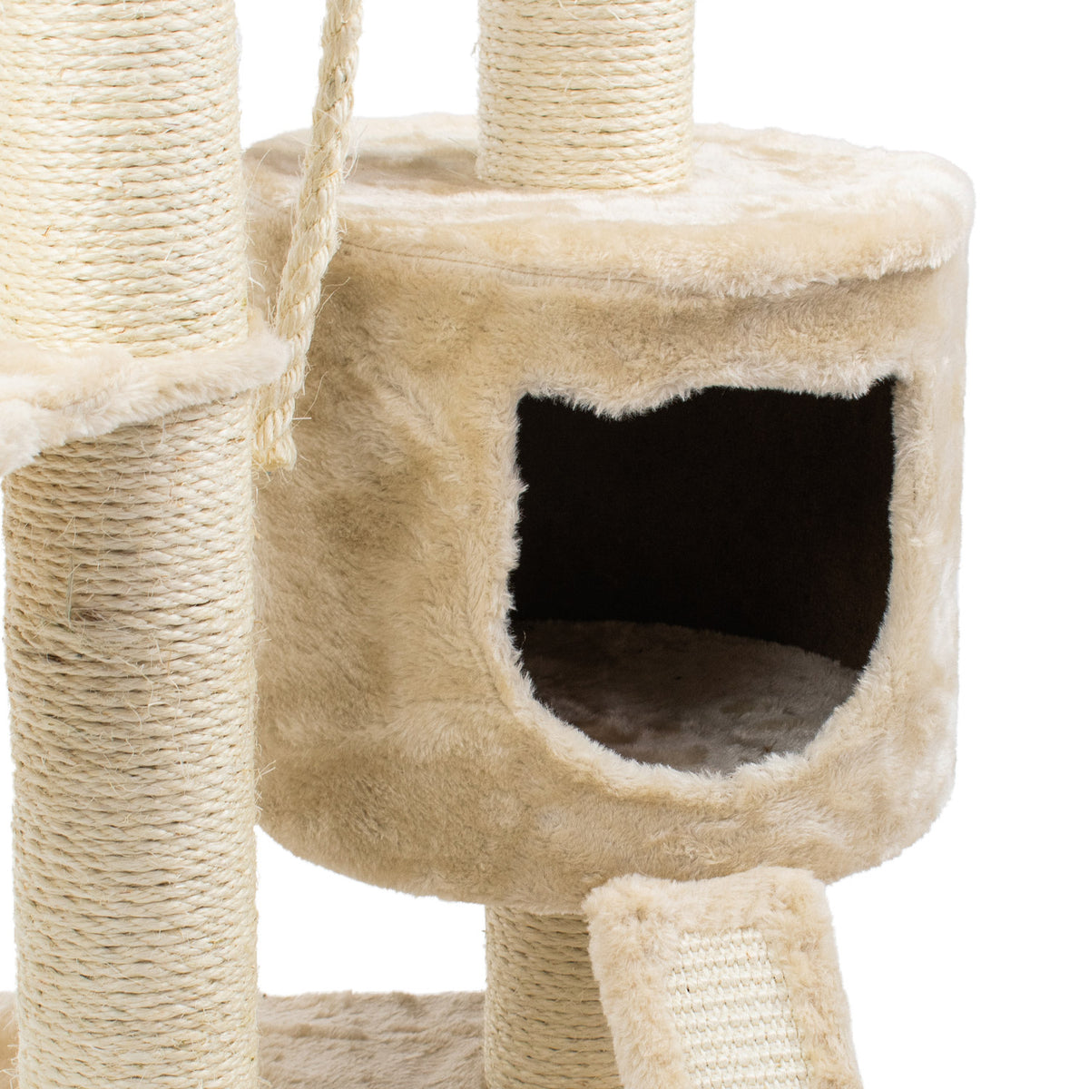 AQPET FRIENDS arbre à chat Athens 115 cm avec niche, aire de jeux et griffoir pour chats, couleur beige