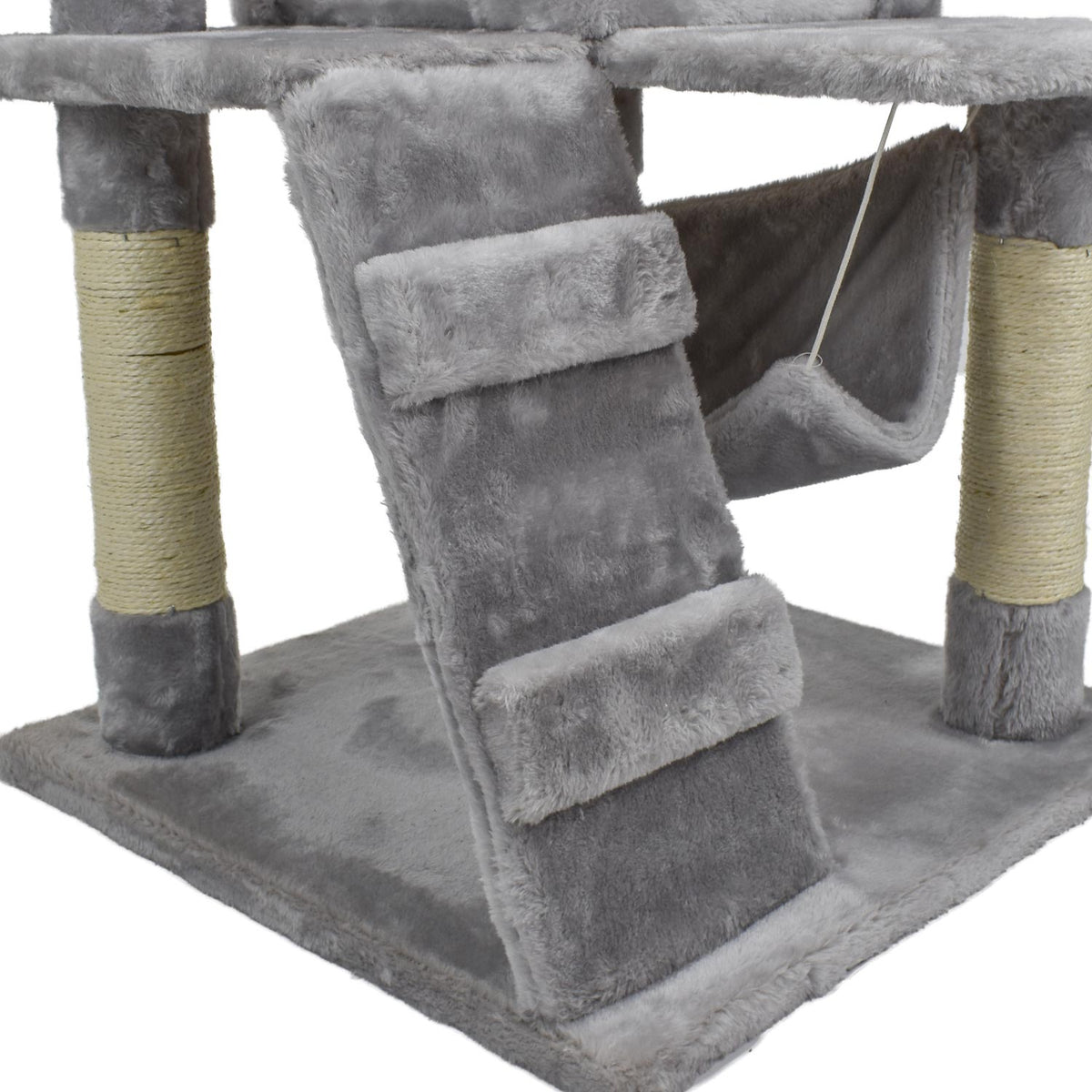 AQPET FRIENDS arbre à chat Berlin 135 cm avec niche, aire de jeux et griffoir pour chats, couleur grise