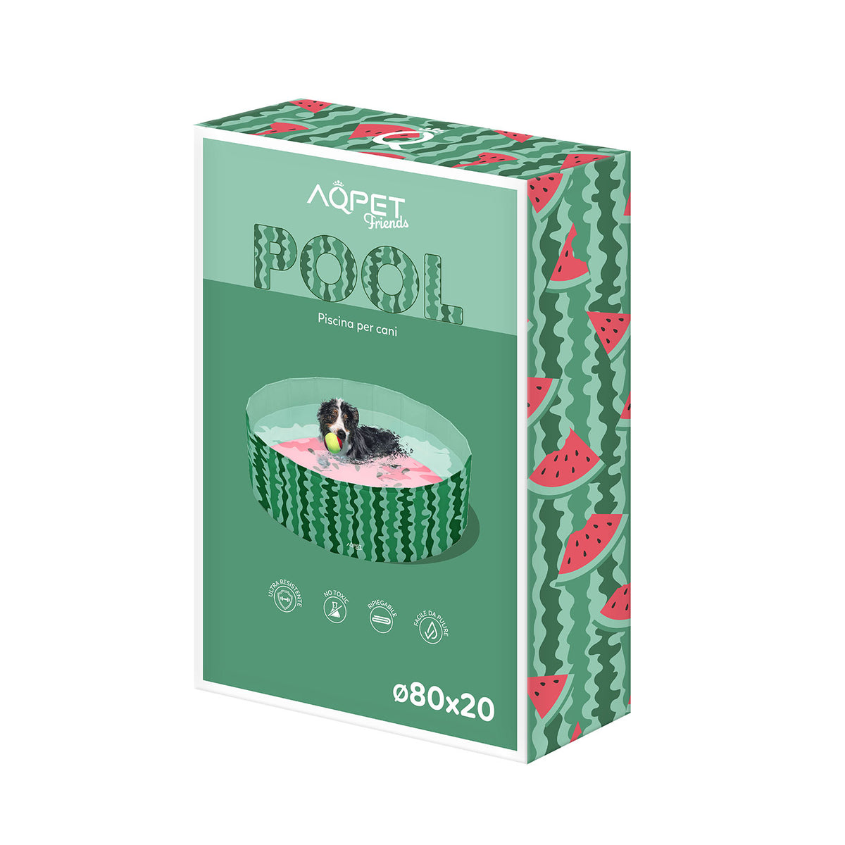 AQPET FRIENDS Pool piscine pour chien, motif Fruit, pliable et anti-rayures, pour extérieur et jardin
