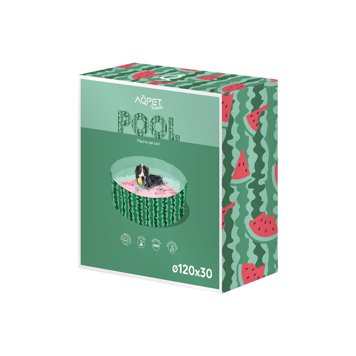 AQPET FRIENDS Pool piscine pour chien, motif Fruit, pliable et anti-rayures, pour extérieur et jardin