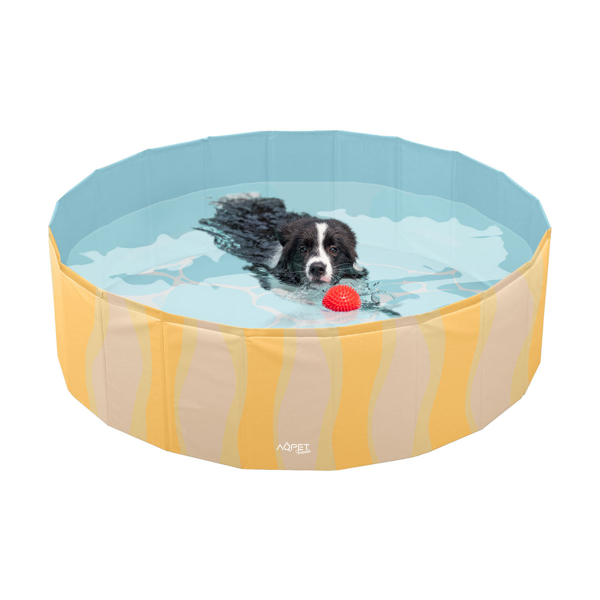 AQPET FRIENDS Pool piscine pour chien, motif Sea, pliable et anti-rayures, pour extérieur et jardin