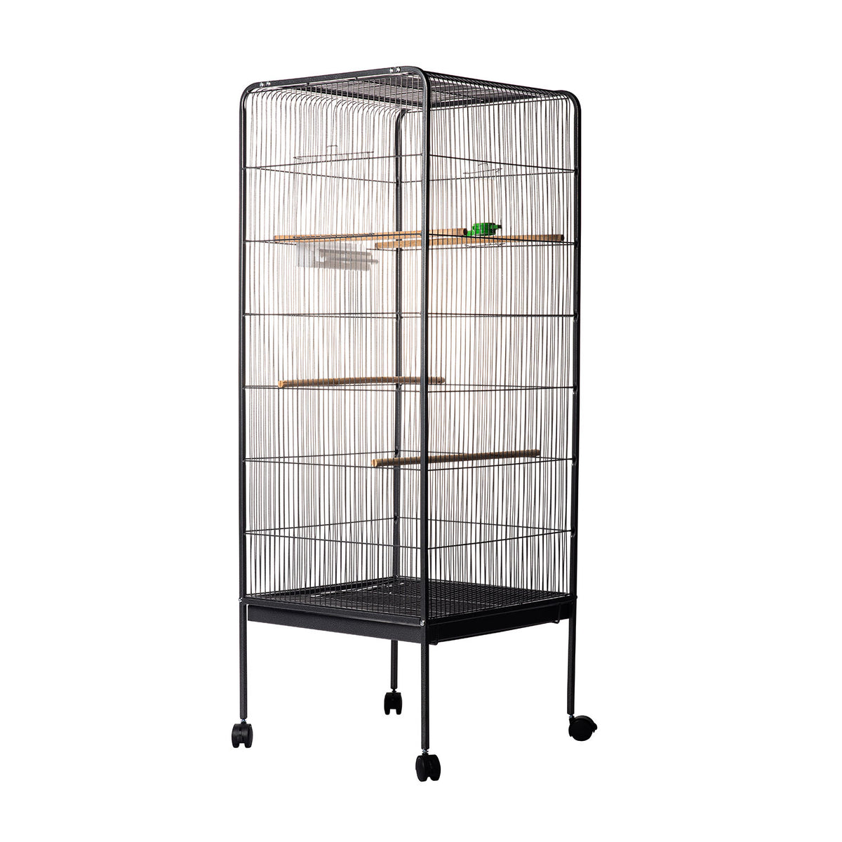 AQPET FRIENDS Volière pour canaris et oiseaux, cage complète en métal sans toit, adaptée à l’intérieur, dimensions 146x54x54 cm, couleur noire