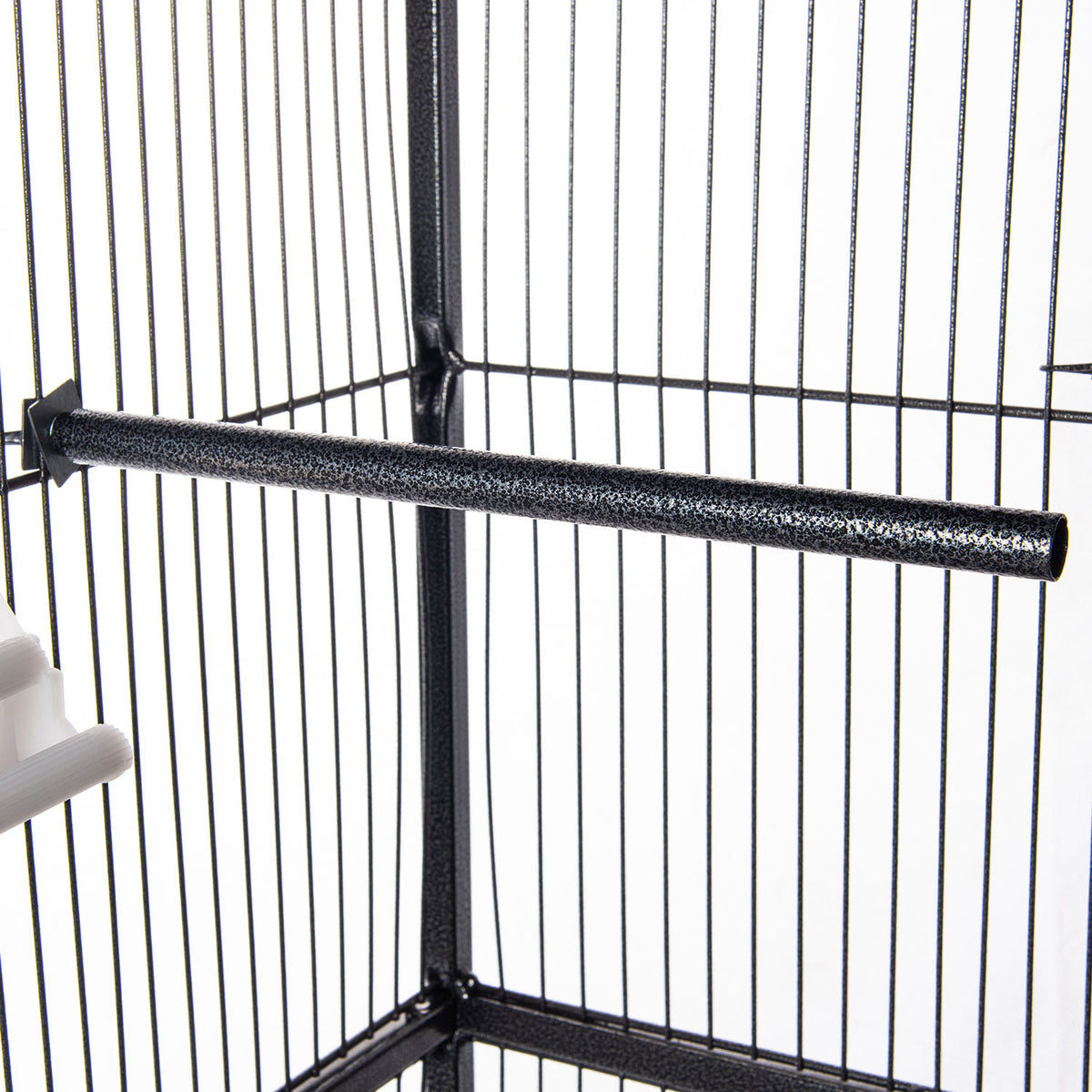 AQPET FRIENDS Volière avec toit pour grands oiseaux et canaris, cage en métal avec pied et roulettes, adaptée à l’intérieur et à l’extérieur, dimensions 157x52x52 cm, noire