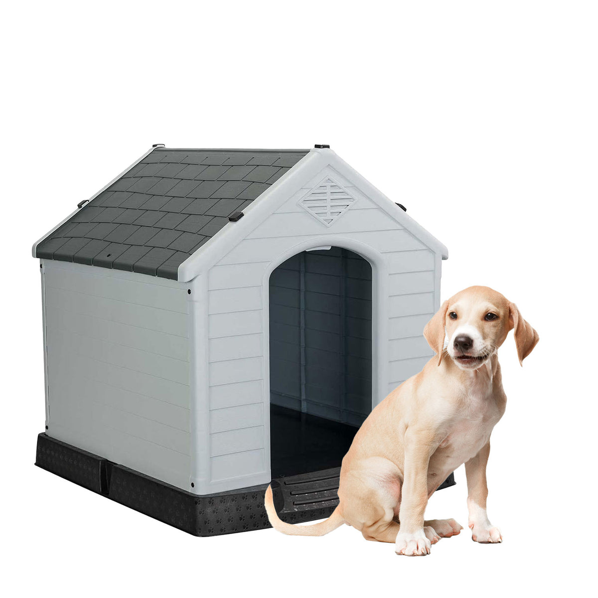 AQPET FRIENDS Chalet Niche en plastique imperméable pour chiens et chats, confort et détente, pour intérieur et extérieur