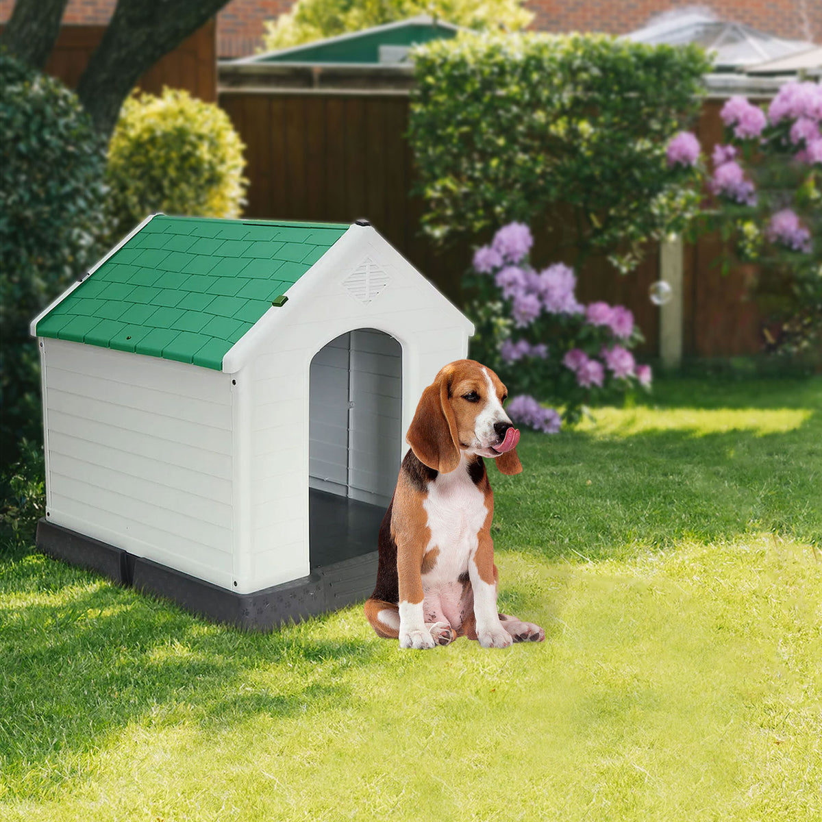 AQPET FRIENDS Chalet Niche en plastique imperméable pour chiens et chats, confort et détente, pour intérieur et extérieur