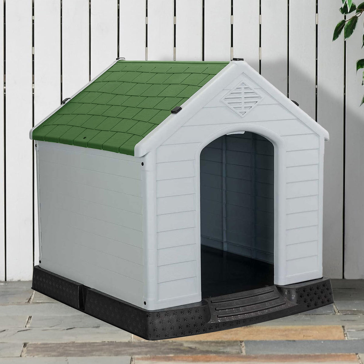 AQPET FRIENDS Chalet Niche en plastique imperméable pour chiens et chats, confort et détente, pour intérieur et extérieur