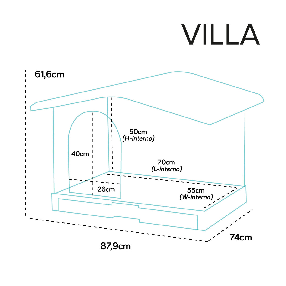 AQPET FRIENDS Villa Niche en plastique - 87 X 74 X 61 H, couleur marron, pour chiens et chats, confort et détente