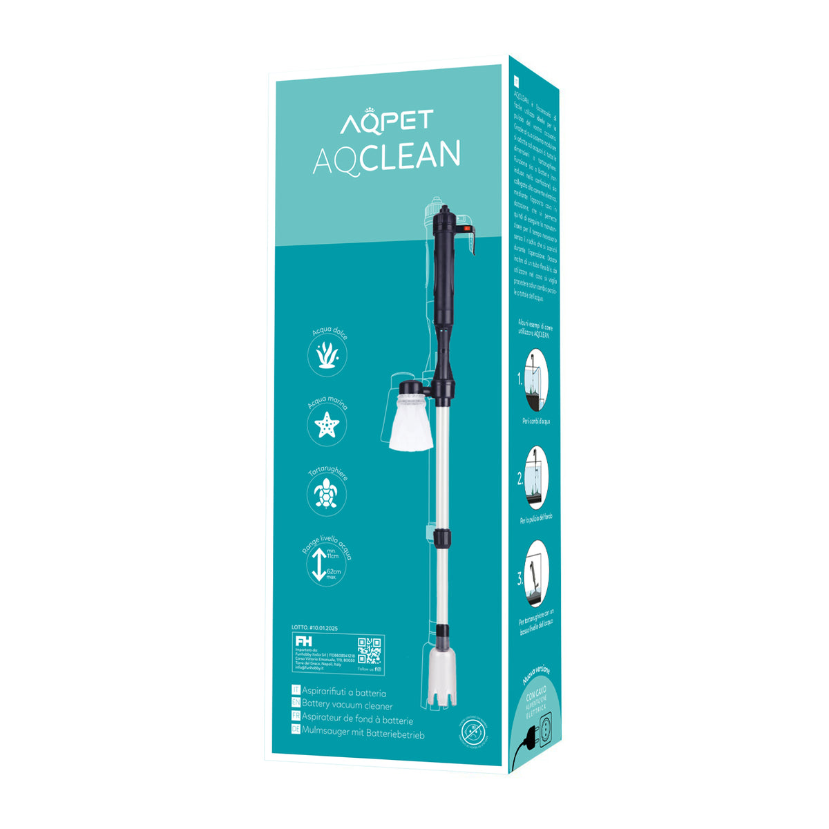 AQPET ASPIRATEUR À DÉCHETS AQCLEAN À BATTERIE AVEC ADAPTATEUR D'ALIMENTATION 12V