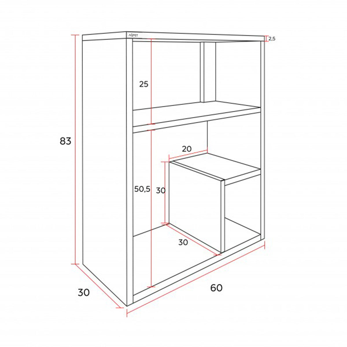 AQPET SUPPORT DE CABINET DESIGN 60 COULEUR BLANC WOOD