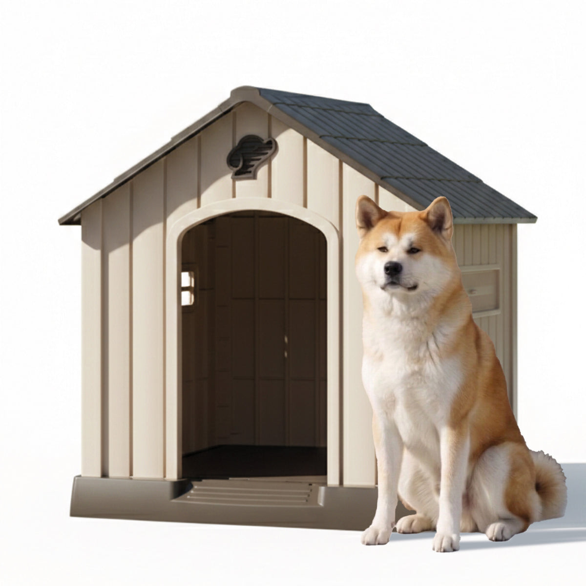 AQPET FRIENDS Niche pour chiens en plastique, imperméable, pour l’extérieur et l’intérieur – Maison avec sol surélevé et système de ventilation – Abri résistant