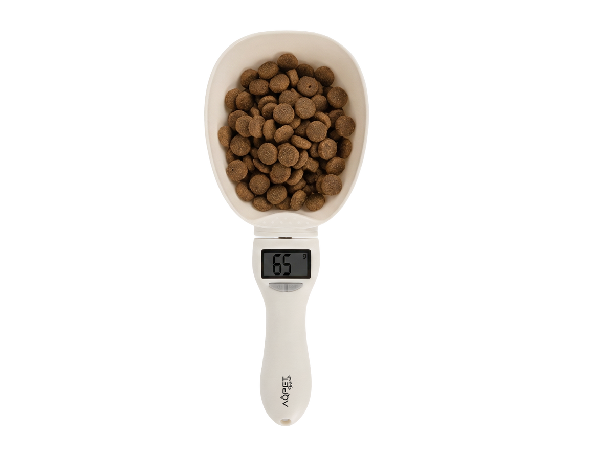 AQPET FRIENDS Balance numérique pour aliments pour chiens avec écran LCD facile à lire, cuillère doseuse de précision pour aliments et croquettes, poids jusqu’à 800gr.