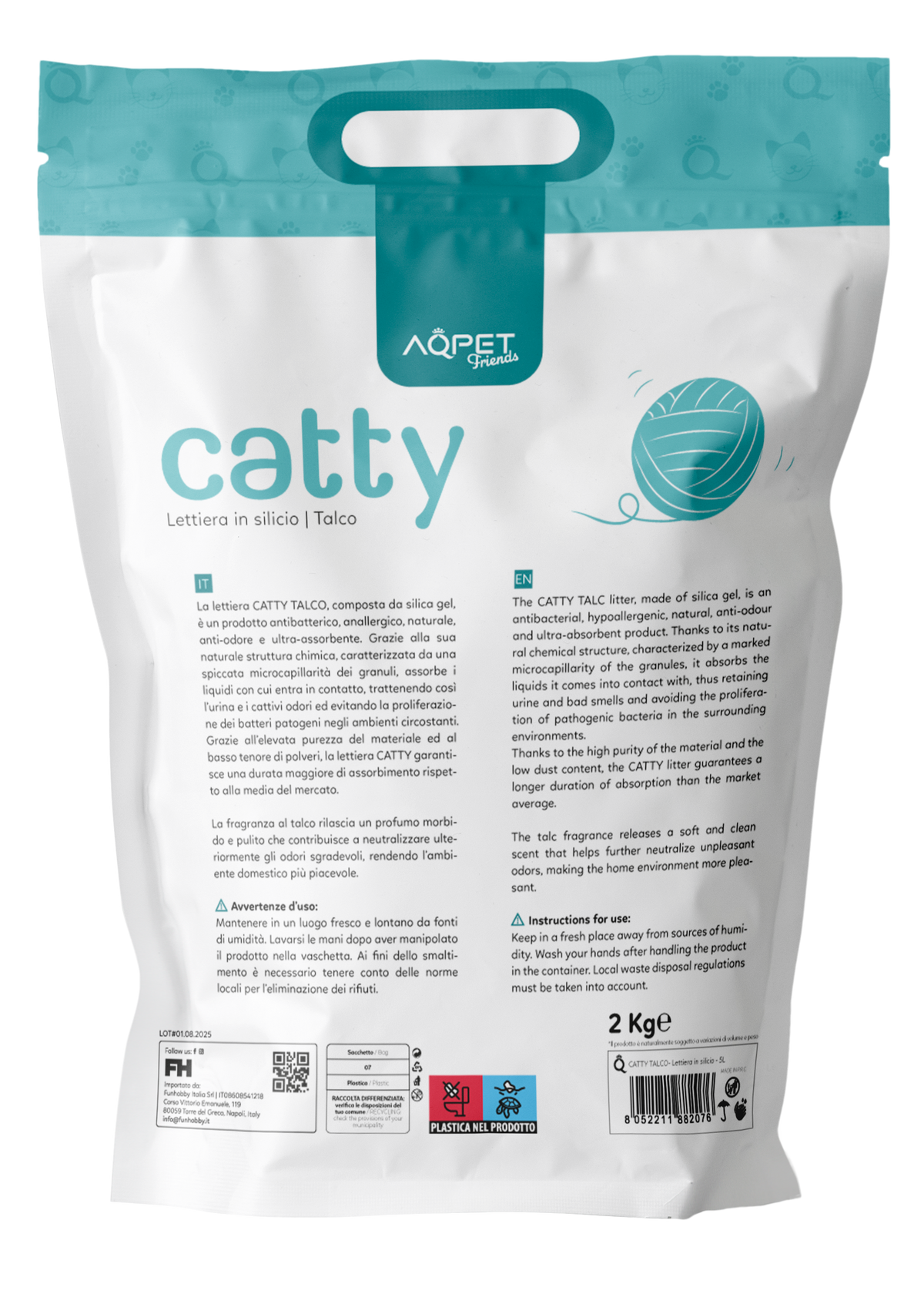 AQPET FRIENDS Litière en silice Catty parfum talc pour chats, super absorbante, anti-odeurs, hygiène du chat