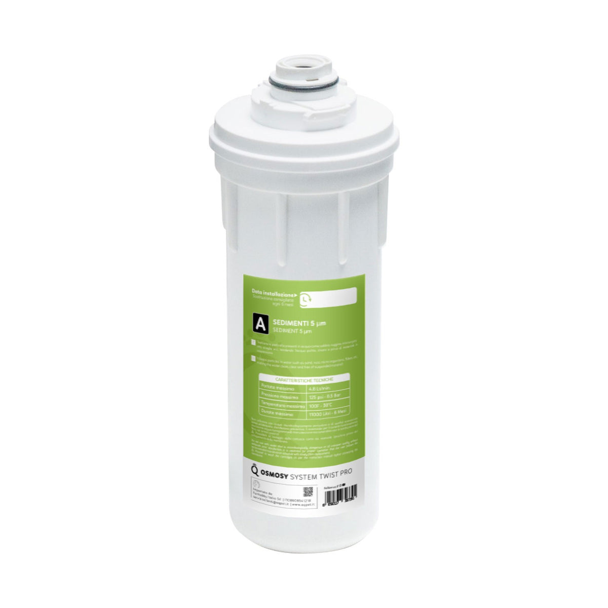 AQPET CARTOUCHE DE REMPLACEMENT POUR SÉDIMENTS POUR SYSTÈME D’OSMOSE TWIST PRO À DÉMONTAGE RAPIDE