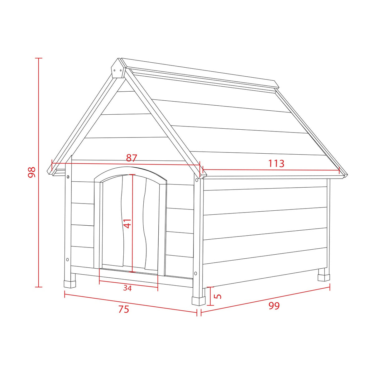 AQPET FRIENDS Suite Niche en bois avec toit incliné et rideau thermique pour chiens et chats