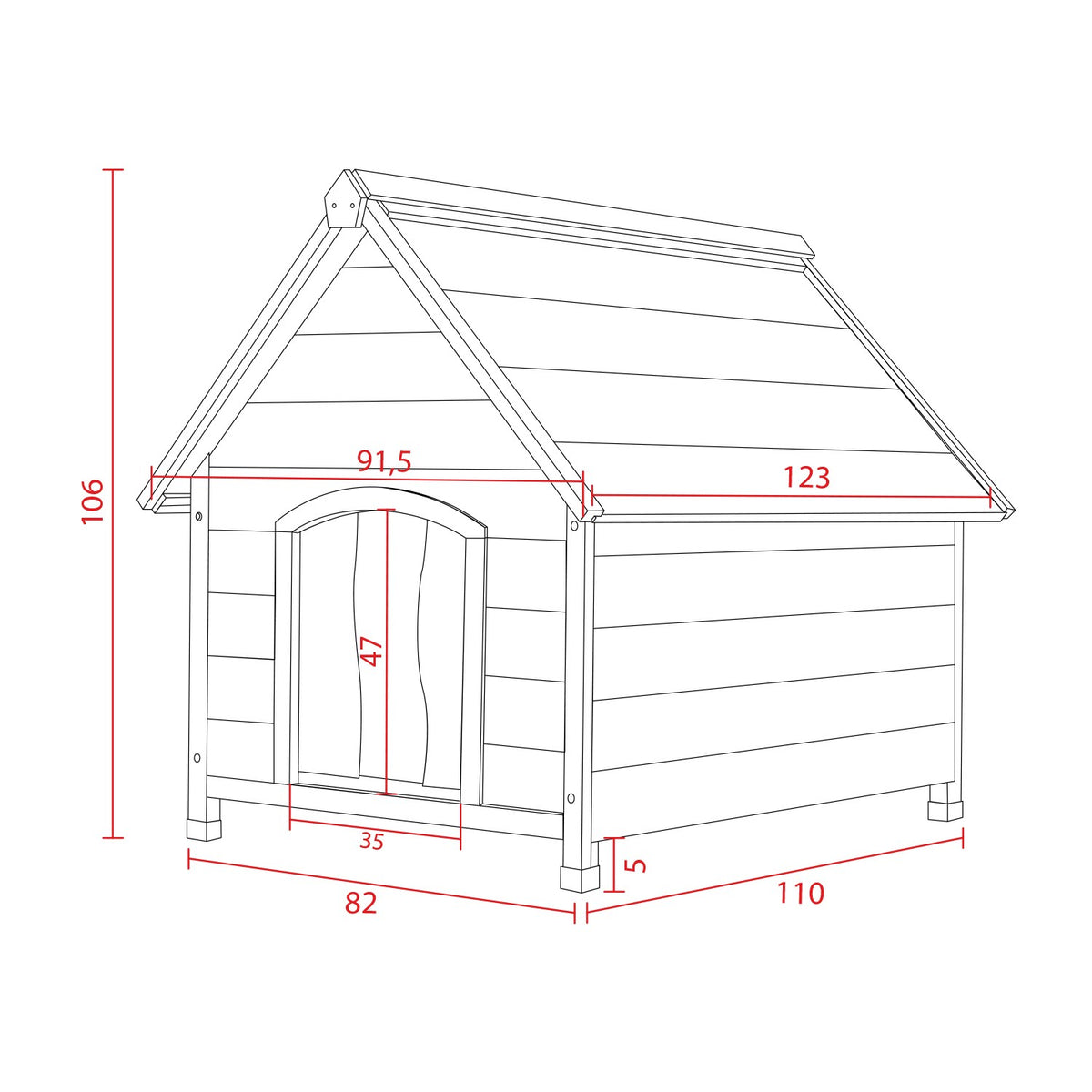 AQPET FRIENDS Suite Niche en bois avec toit incliné et rideau thermique pour chiens et chats
