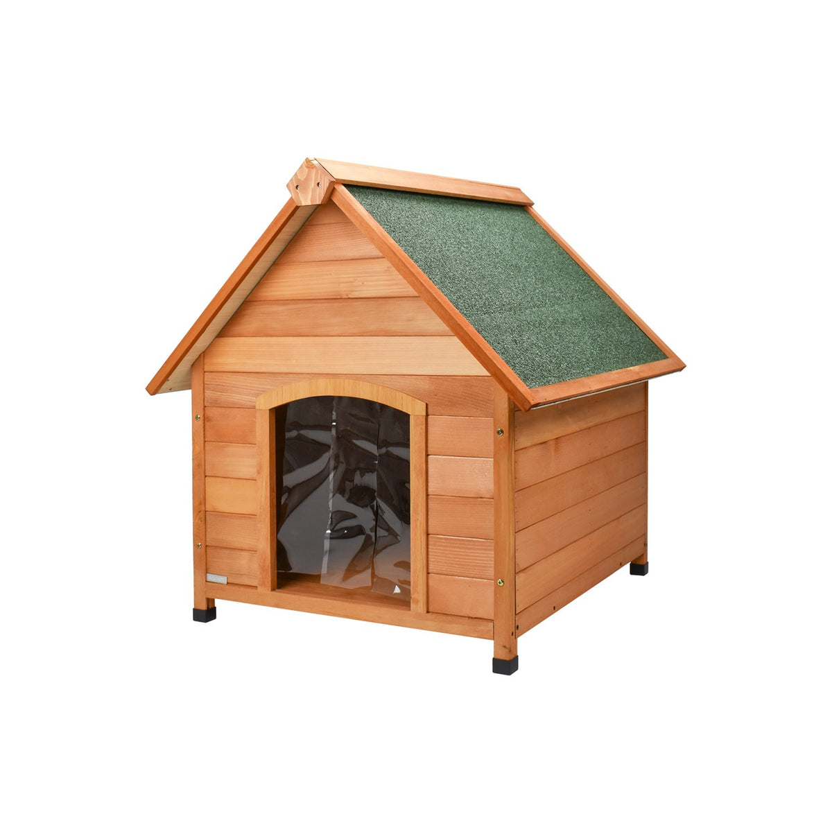 AQPET FRIENDS Suite Niche en bois avec toit incliné et rideau thermique pour chiens et chats