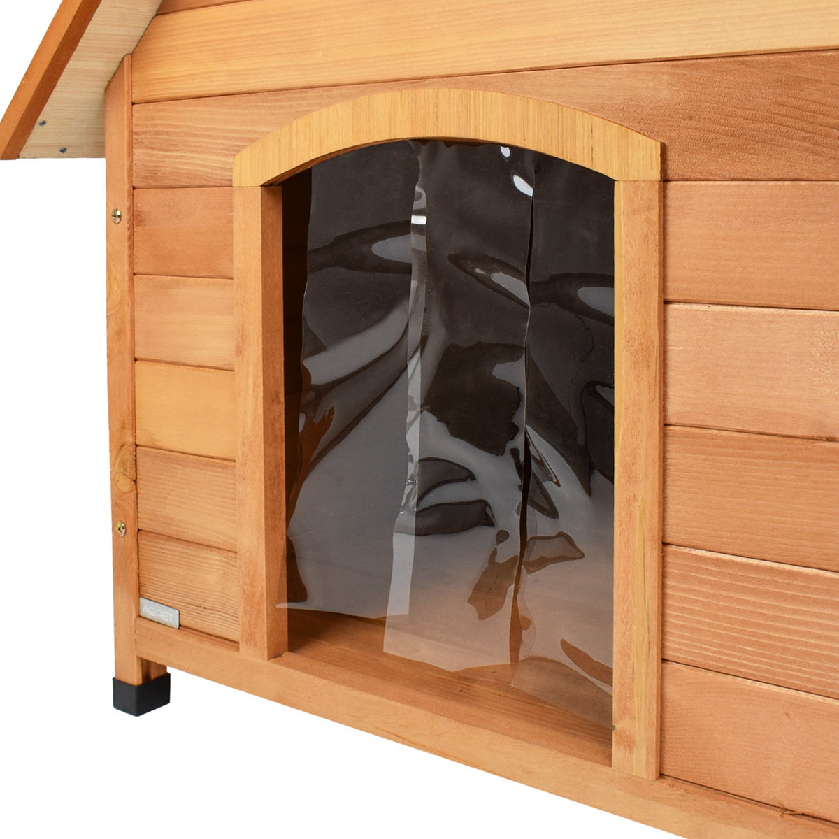 AQPET FRIENDS Suite Niche en bois avec toit incliné et rideau thermique pour chiens et chats