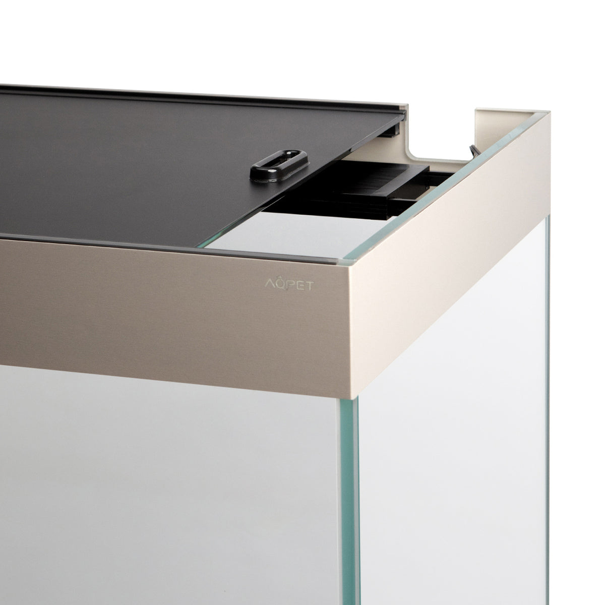 AQPET AQUARIUM RIVERIUM PLUS 90X50X55 H - 10 MM EXT. - AVEC ÉCLAIRAGE LED, FILTRE EXTERNE ET SUPPORT NOIR