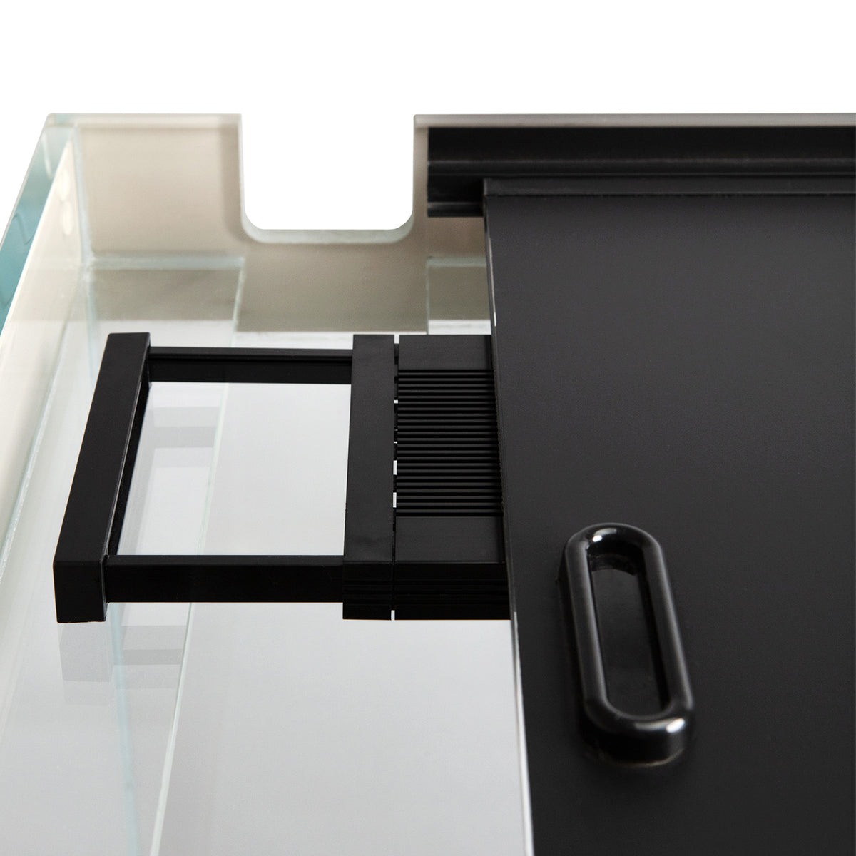 AQPET AQUARIUM RIVERIUM PLUS 90X50X55 H - 10 MM EXT. - AVEC ÉCLAIRAGE LED, FILTRE EXTERNE ET SUPPORT NOIR