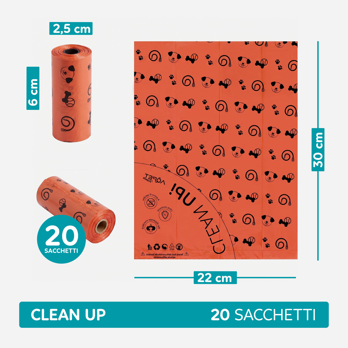 AQPET FRIENDS Sachets hygiéniques à double résistance pour les besoins du chien – taille Large 22x30 cm – lot économique de 200 sachets