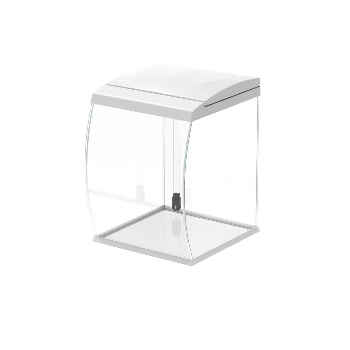 AQPET CURVE AQUARIUM PANORAMIQUE EN VERRE DE BUREAU - AVEC FILTRE, CHAUFFAGE - BLANC