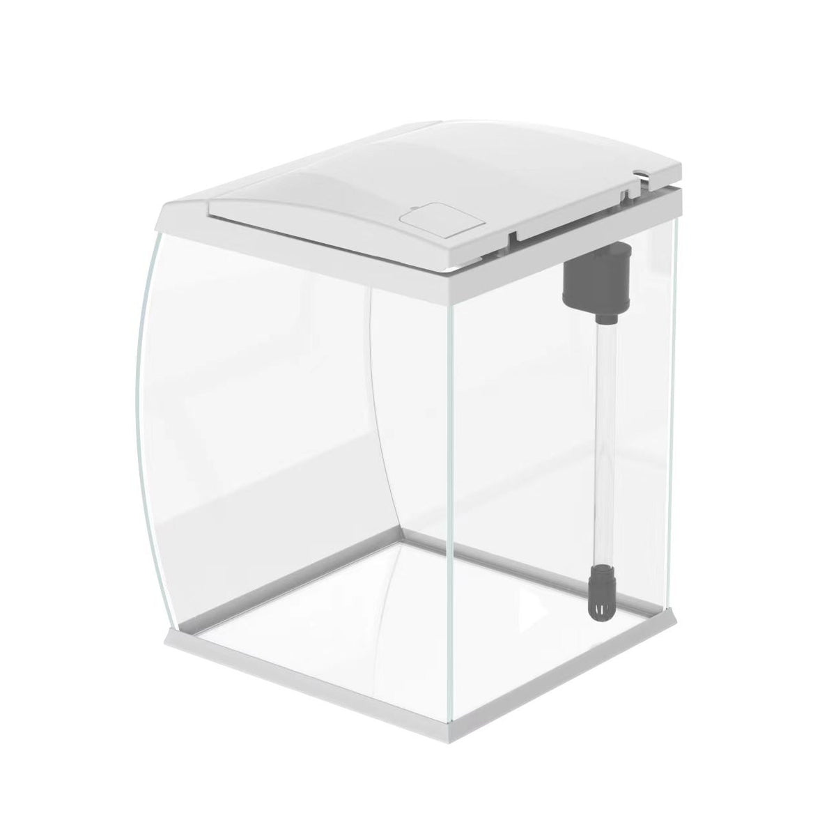 AQPET CURVE AQUARIUM PANORAMIQUE EN VERRE DE BUREAU - AVEC FILTRE, CHAUFFAGE - BLANC