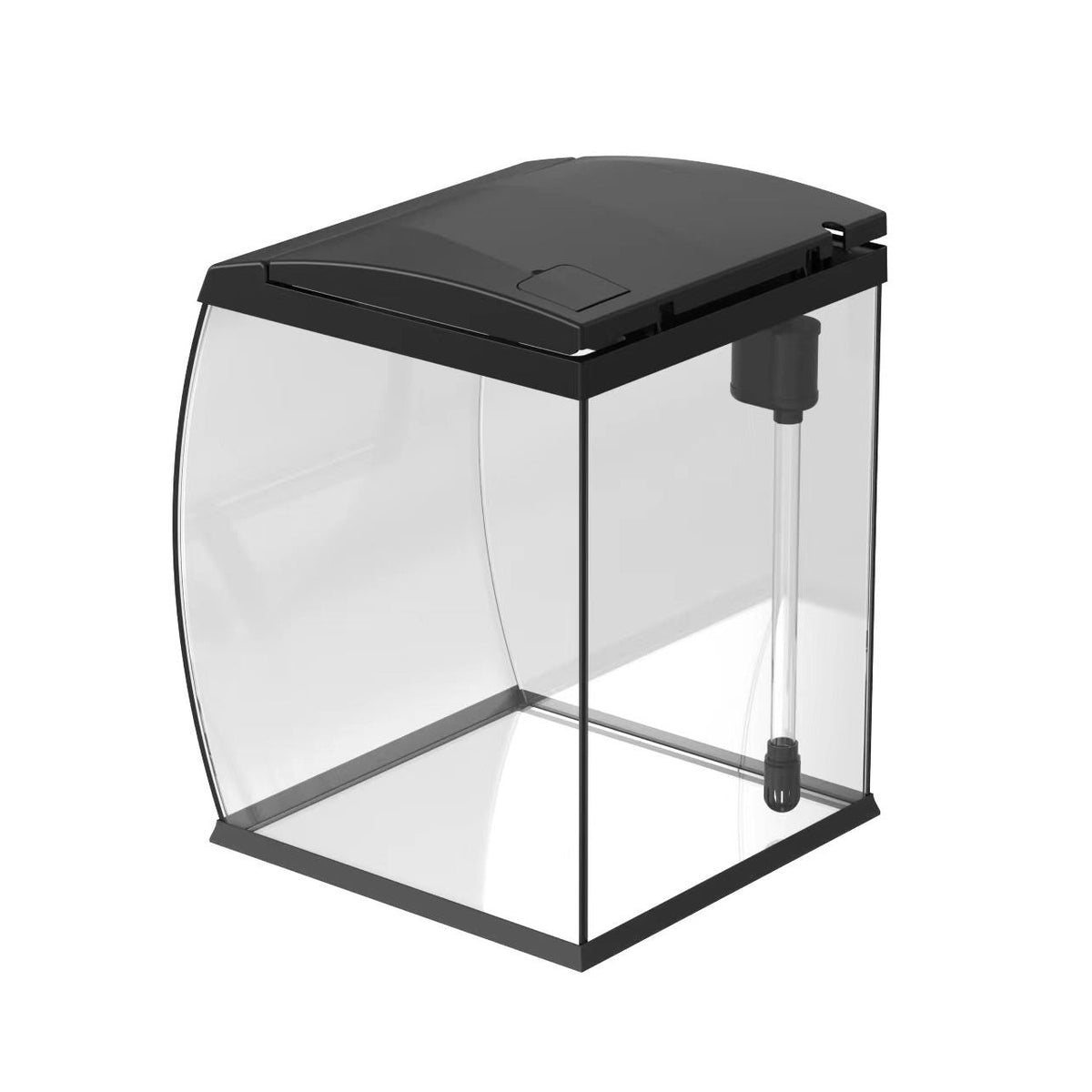 AQPET CURVE AQUARIUM PANORAMIQUE EN VERRE À POSER SUR UN BUREAU - AVEC FILTRE ET CHAUFFAGE - NOIR