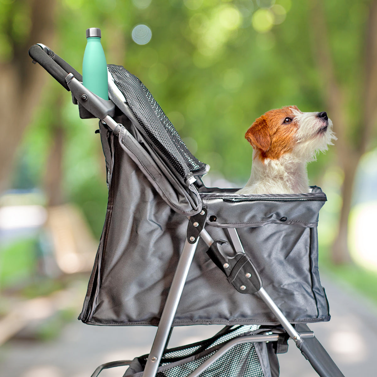 AQPET FRIENDS Poussette confortable et pratique pour chiens de taille moyenne / petite, pour chiens et chats, voyage en toute sécurité