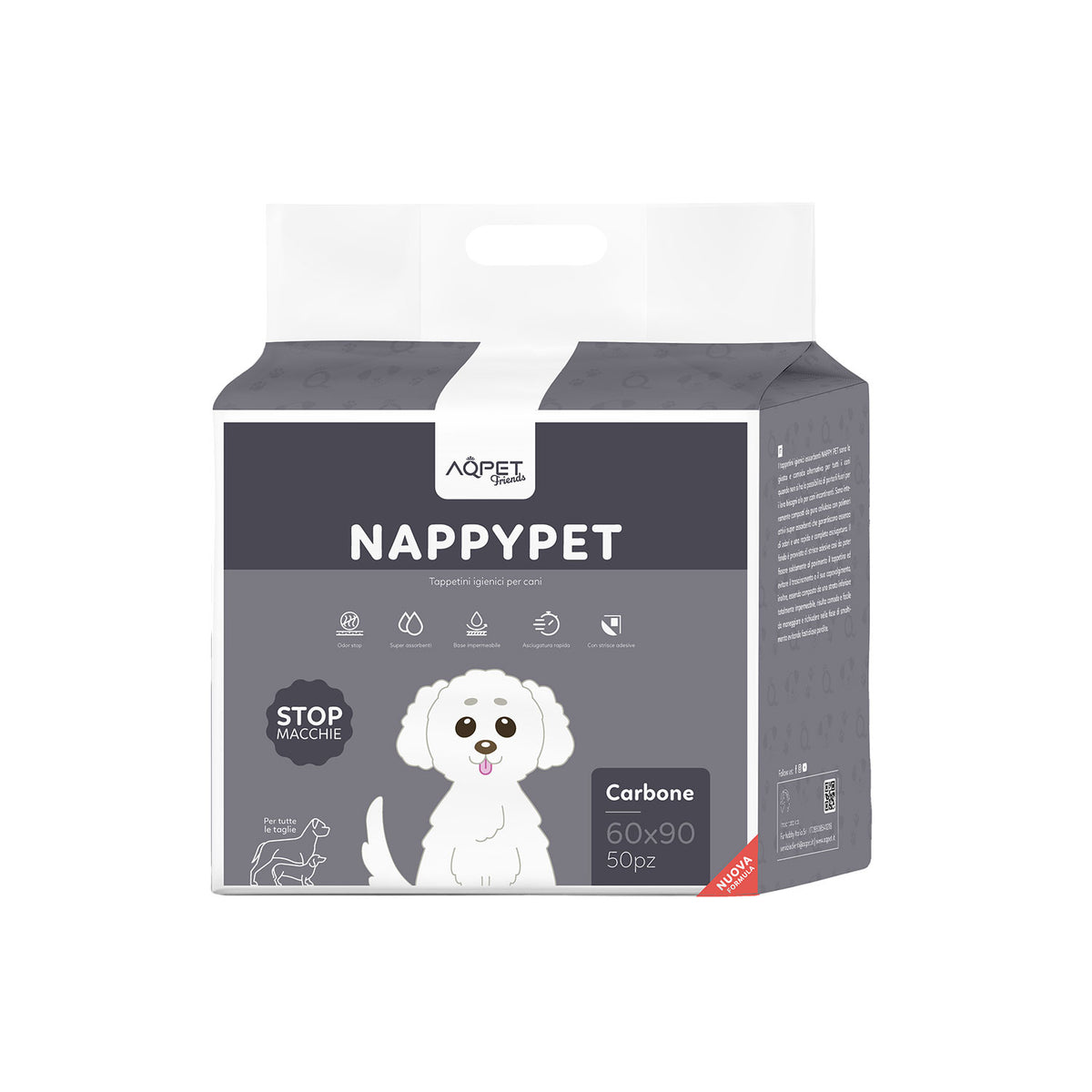 AQPET FRIENDS Tapis hygiéniques au charbon, taille 50 pièces, pour chiens, ultra-absorbants, anti-odeurs, imperméables, pour l’apprentissage des chiots et l’hygiène quotidienne à la maison, au charbon actif