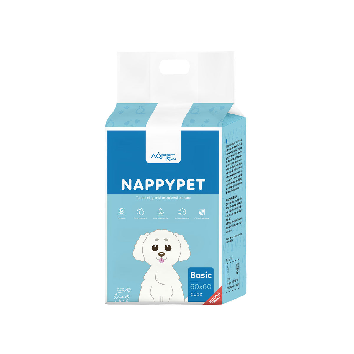 AQPET FRIENDS Tapis hygiéniques Basic, taille 50 pièces, pour chiens, ultra-absorbants, anti-odeurs, imperméables, pour l’apprentissage des chiots et l’hygiène quotidienne à la maison