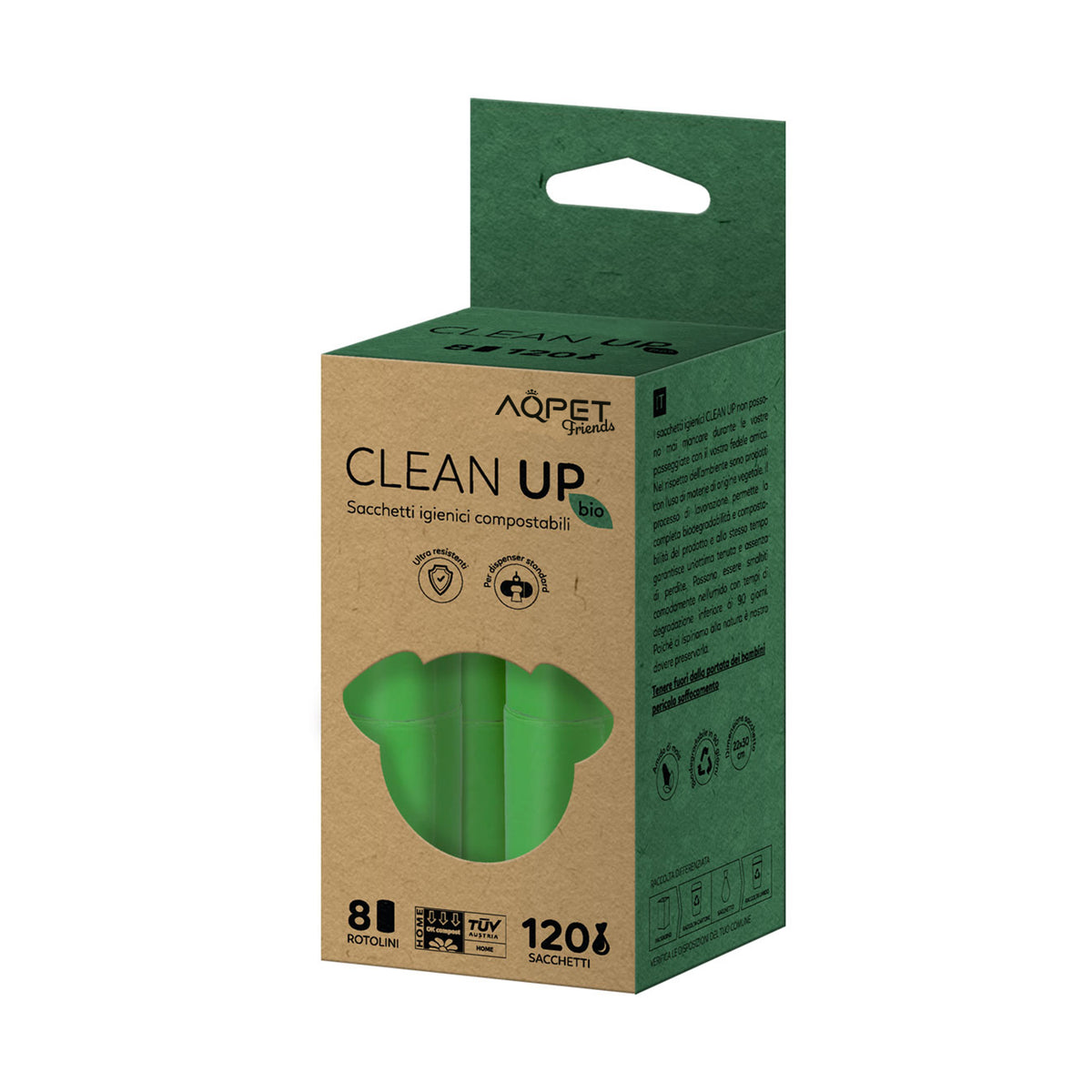 AQPET FRIENDS Clean Up Bio Sacs hygiéniques compostables 8X15 - 120 sacs
