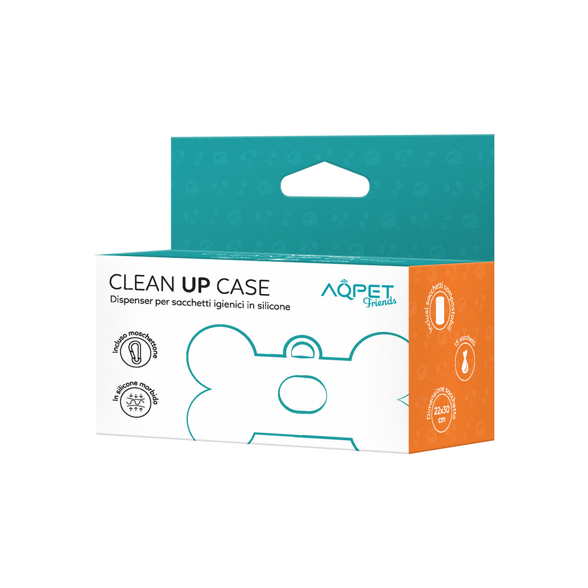 AQPET FRIENDS CleanUp Case distributeur de sachets hygiéniques en silicone, sachets inclus