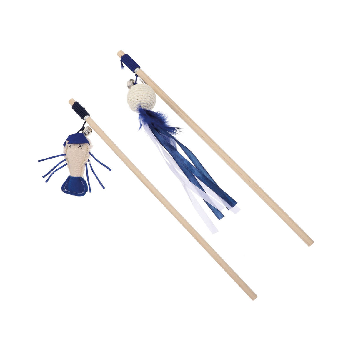 AQPET FRIENDS Cat Toy baguette avec jouet bleu et clochette – 40 cm, jouet pour chats